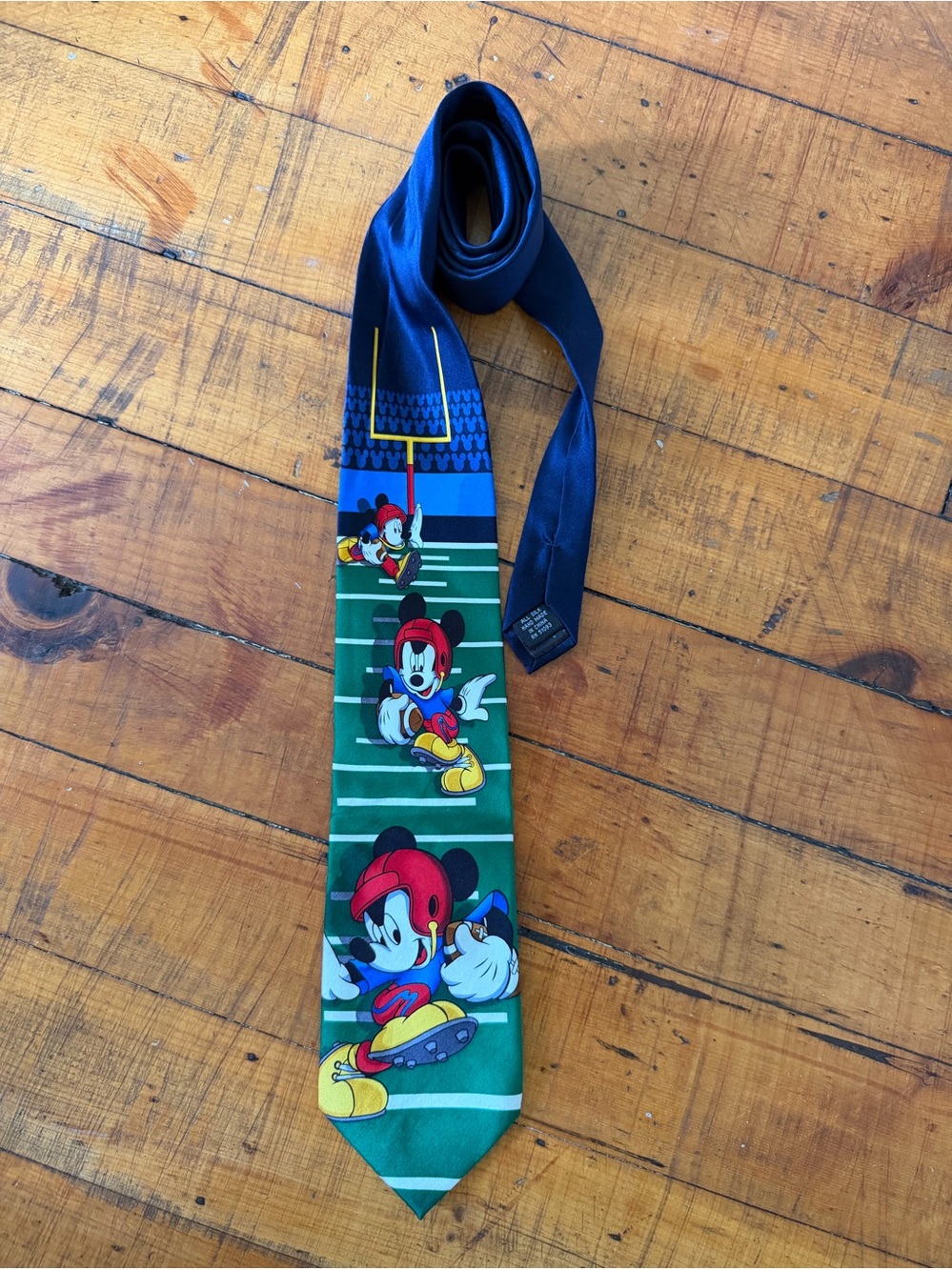 Disney Mickey Navy & Green Cartoon Character Football Necktie -